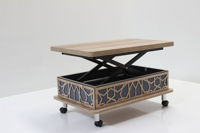 Hanah Home Mesa de Café Ajustable Alaska y Azul